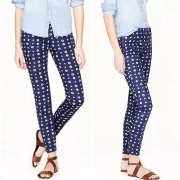 J Crew Minnie Dress Pant Navy Foulard Print Sz 0 - Picture 1 of 11